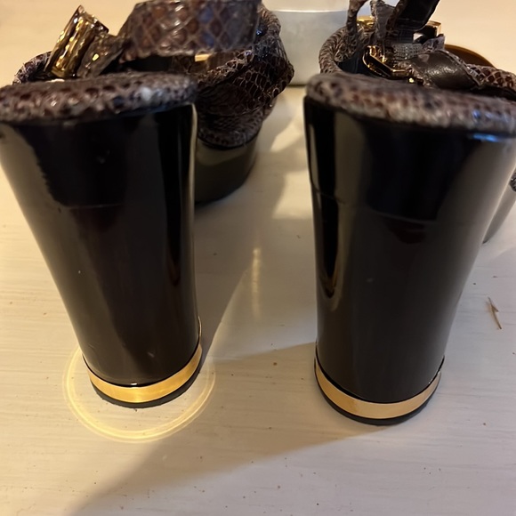 TORY BURCH SNAKESKIN CHUNKY HEELS SZ 8.5M - Picture 6 of 13